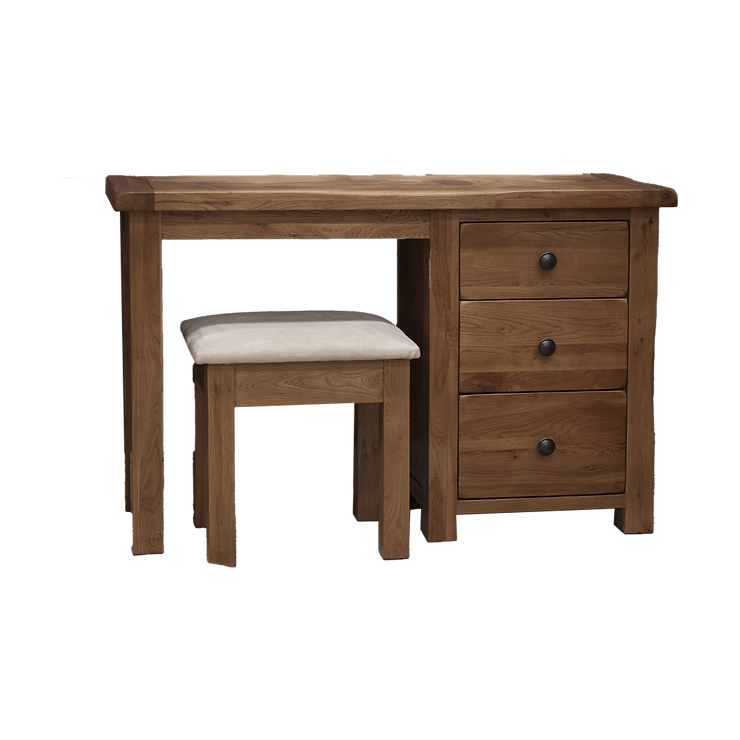 Rustic Oak Dressing Table with Stool