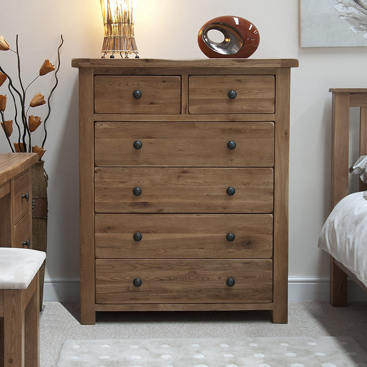 Rustic Oak 6 Drawer Chest