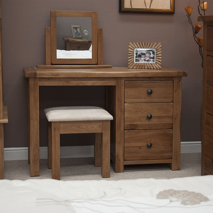Rustic Oak Dressing Table with Stool