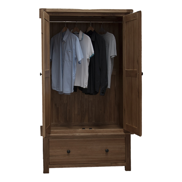 Rustic Oak Wardrobe with Drawers