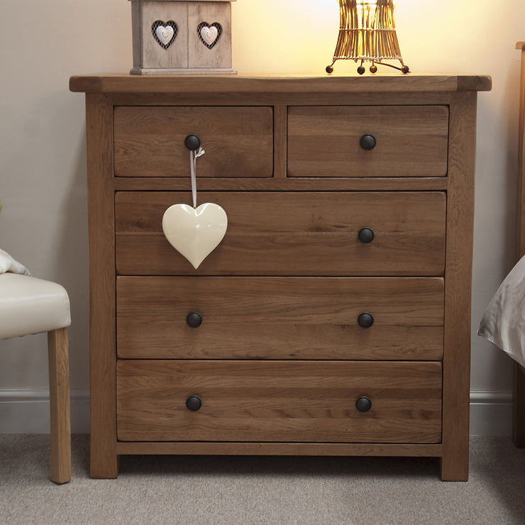 Rustic Oak 5 Drawer Chest