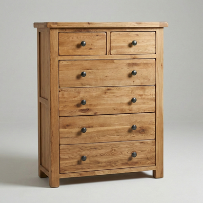 Rustic Oak 6 Drawer Chest