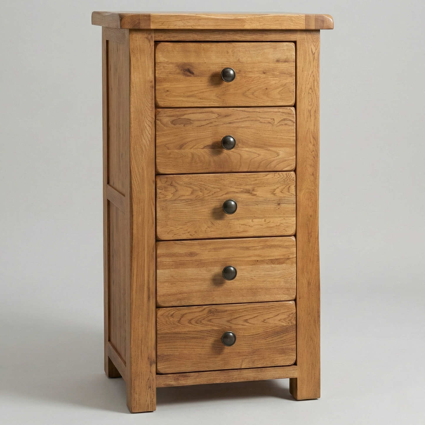 Rustic Oak 5 Drawer Narrow Chest