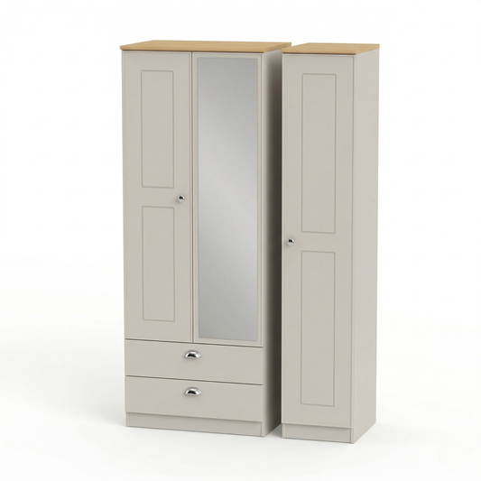 Kensington Triple Mirrored Wardrobe with Drawers
