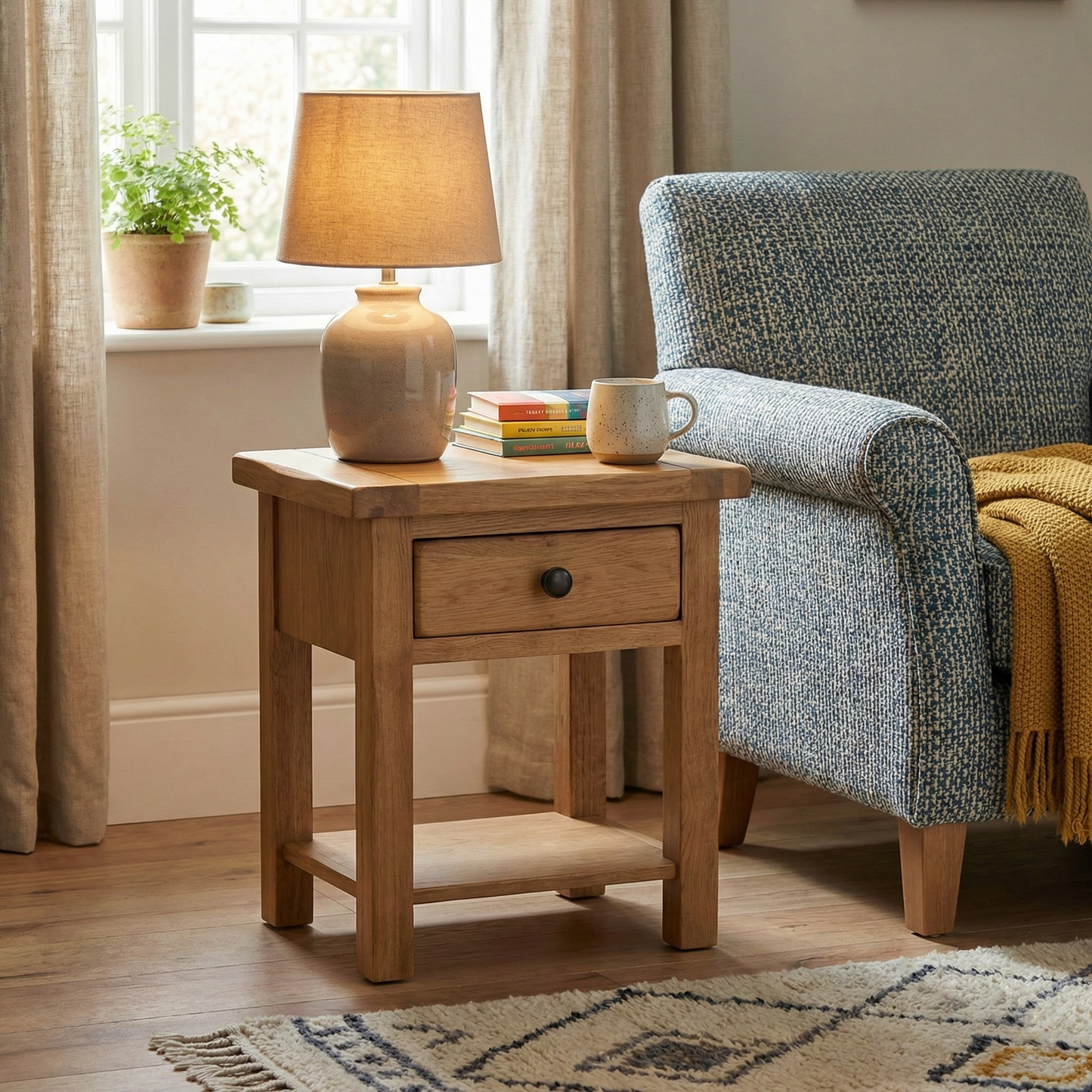 Rustic Oak Lamp Table