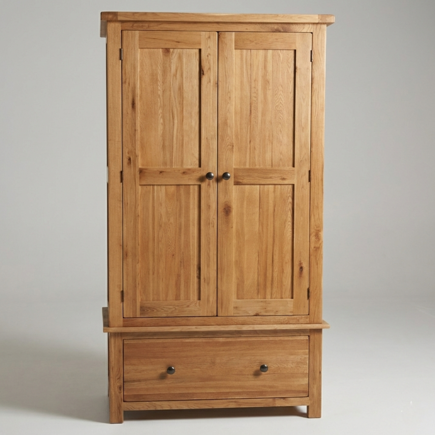 Rustic Oak Wardrobe with Drawer