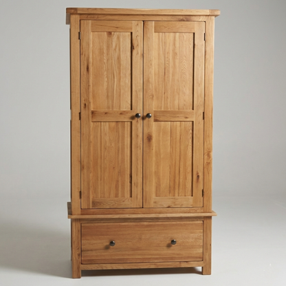 Rustic Oak Wardrobe with Drawer
