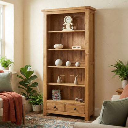 Rustic Oak Large Bookcase