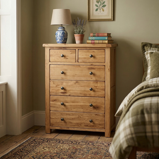 Rustic Oak 6 Drawer Chest