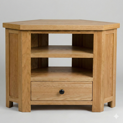 Rustic Oak Corner TV Unit