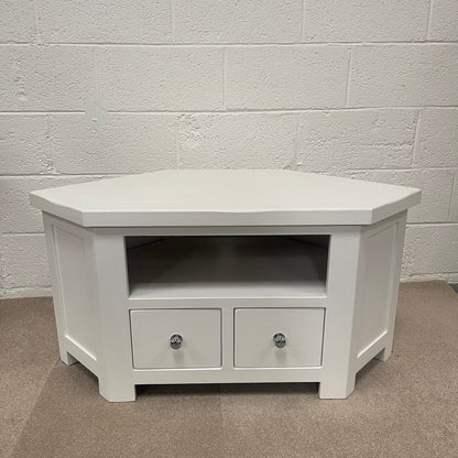 White Painted Corner TV Unit