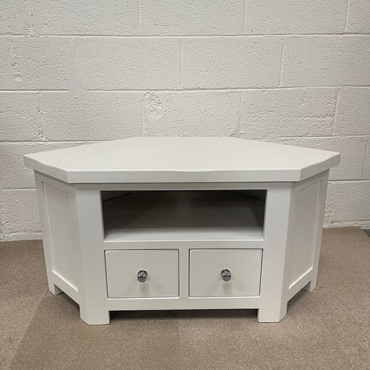 White Painted Corner TV Unit