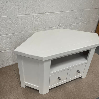 White Painted Corner TV Unit