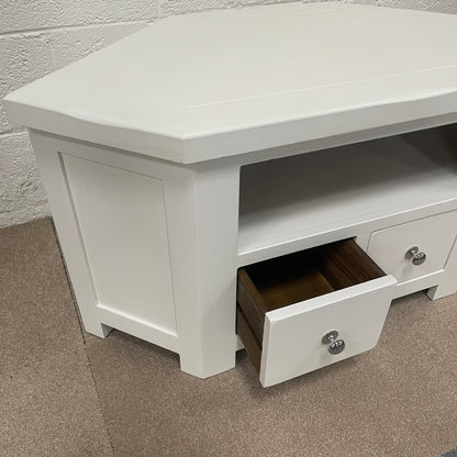 White Painted Corner TV Unit