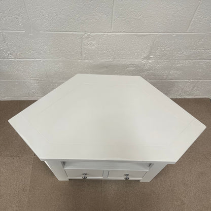 White Painted Corner TV Unit