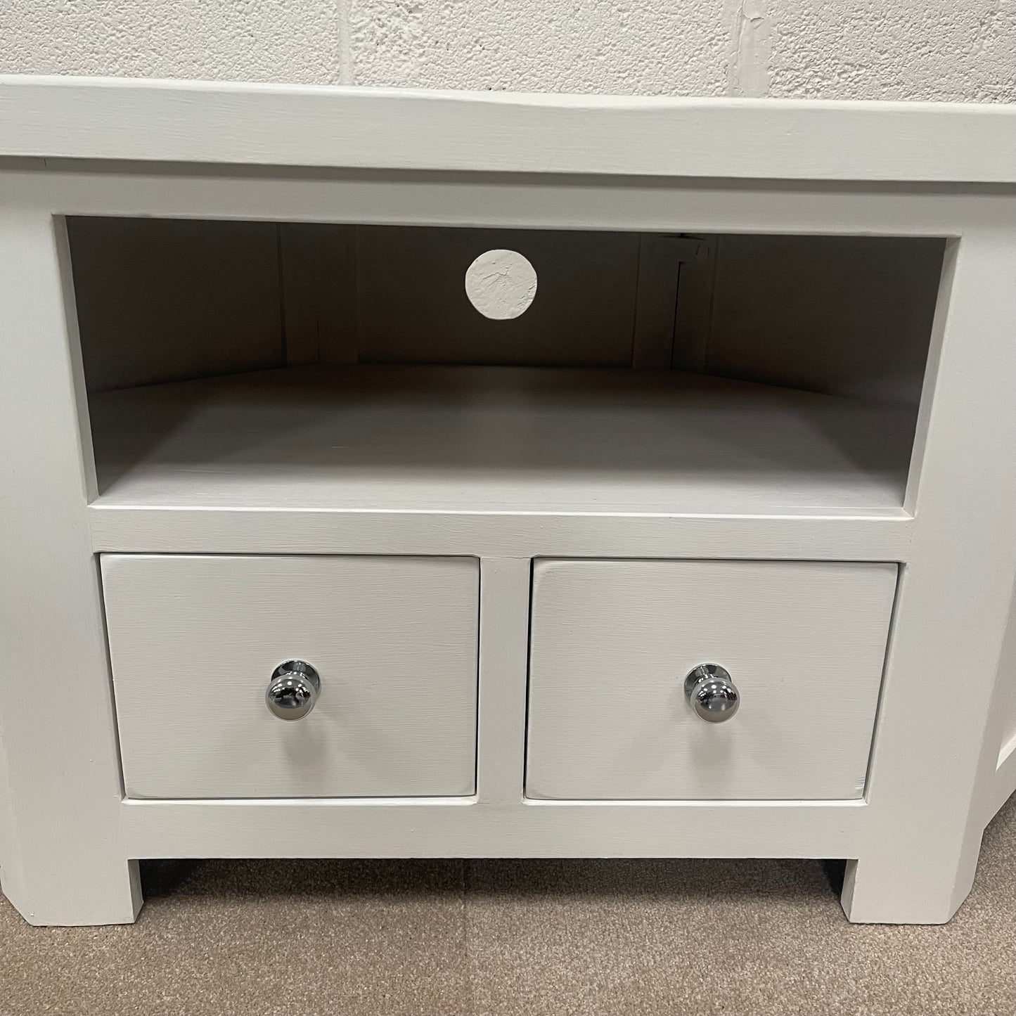 White Painted Corner TV Unit