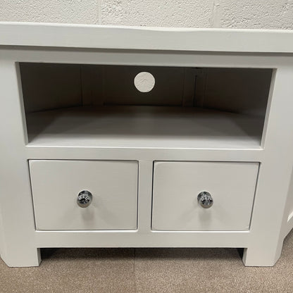 White Painted Corner TV Unit