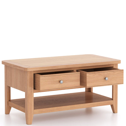 Tetbury Oak Medium Coffee Table With Drawers