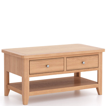 Tetbury Oak Medium Coffee Table With Drawers