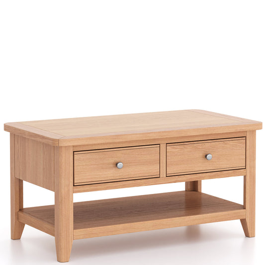 Tetbury Oak Medium Coffee Table With Drawers