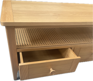 Kent Oak 2 Drawer Coffee Table With Wicker Insert