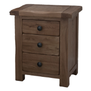 Rustic Oak 3 Drawer Bedside Table