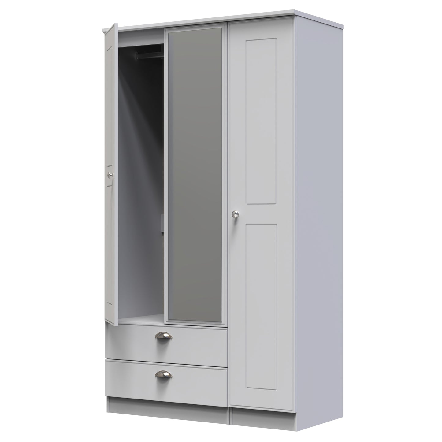 Kensington Triple Mirrored Wardrobe with Drawers