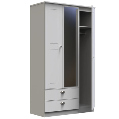 Kensington Triple Mirrored Wardrobe with Drawers