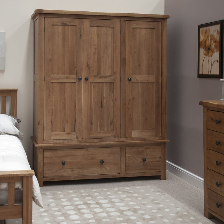 Rustic Oak Triple Wardrobe