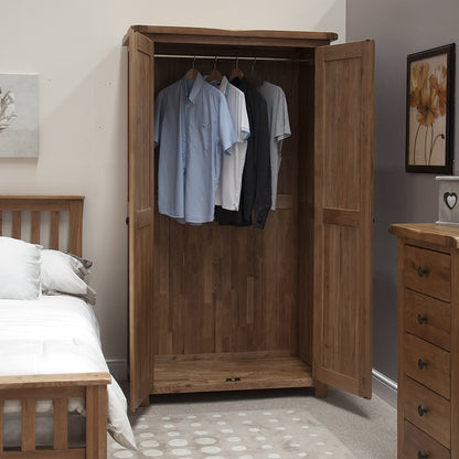 Rustic Oak Double Wardrobe