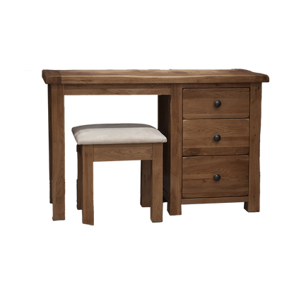 Rustic Oak Dressing Table with Stool