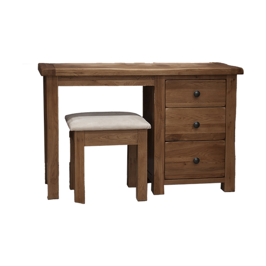 Rustic Oak Dressing Table with Stool