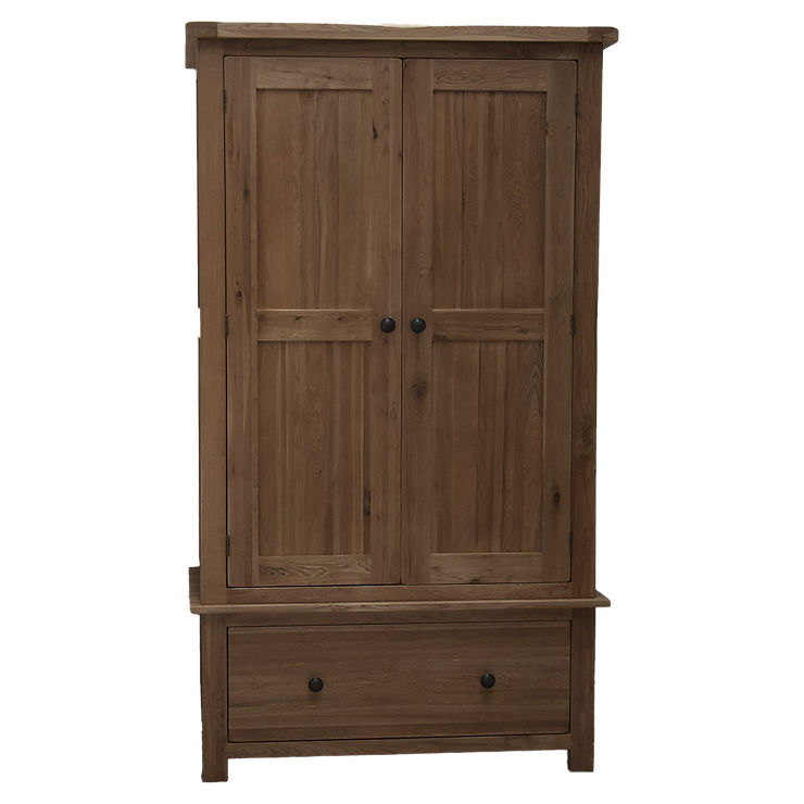 Rustic Oak Wardrobe with Drawers