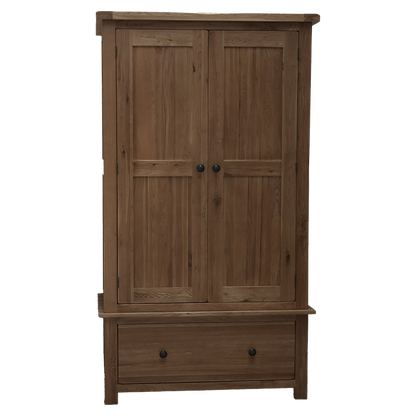 Rustic Oak Wardrobe with Drawers