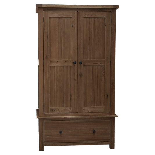 Rustic Oak Wardrobe with Drawers