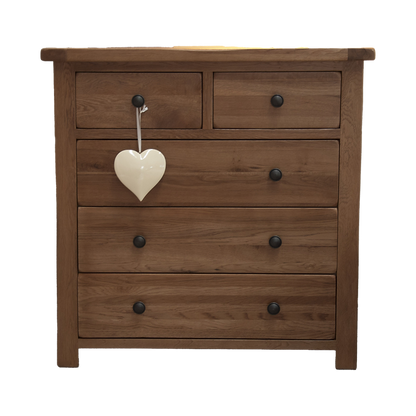 Rustic Oak 5 Drawer Chest