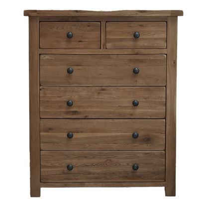 Rustic Oak 6 Drawer Chest