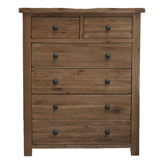 Rustic Oak 6 Drawer Chest