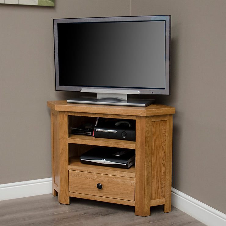 Rustic Oak Corner TV Unit