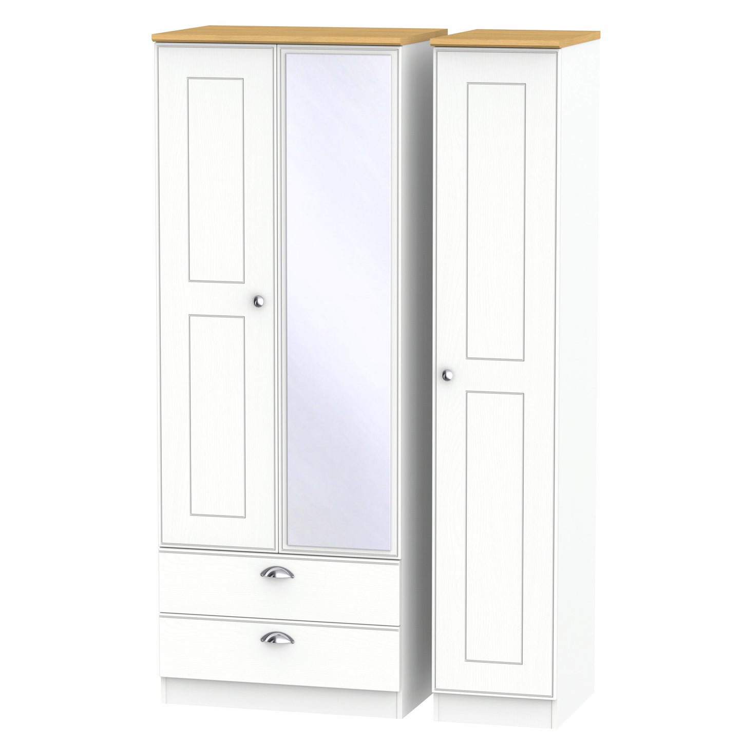 Kensington Triple Mirrored Wardrobe with Drawers