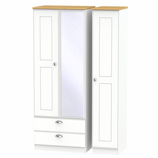 Kensington Triple Mirrored Wardrobe with Drawers