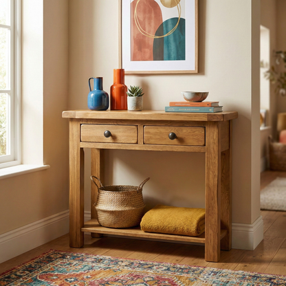Rustic Oak Large Hall Table