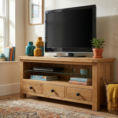 Rustic Oak Large TV Unit